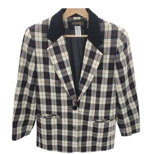 VTG Requirements Petite Womens Plaid Jacket Blazer